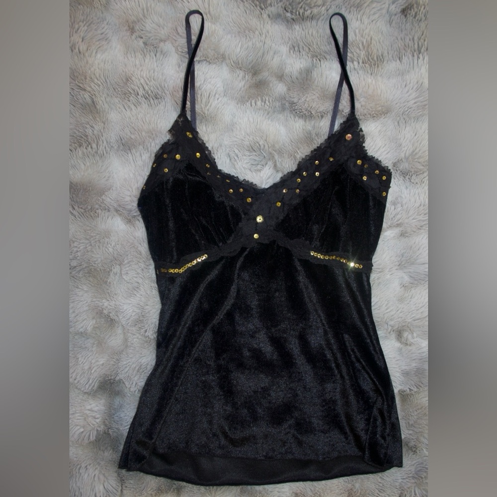 Black and Gold Embellished Bustier Camisole